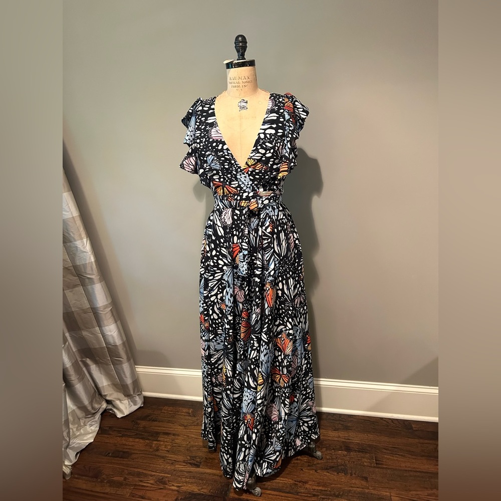 Black Butterfly Print Dress